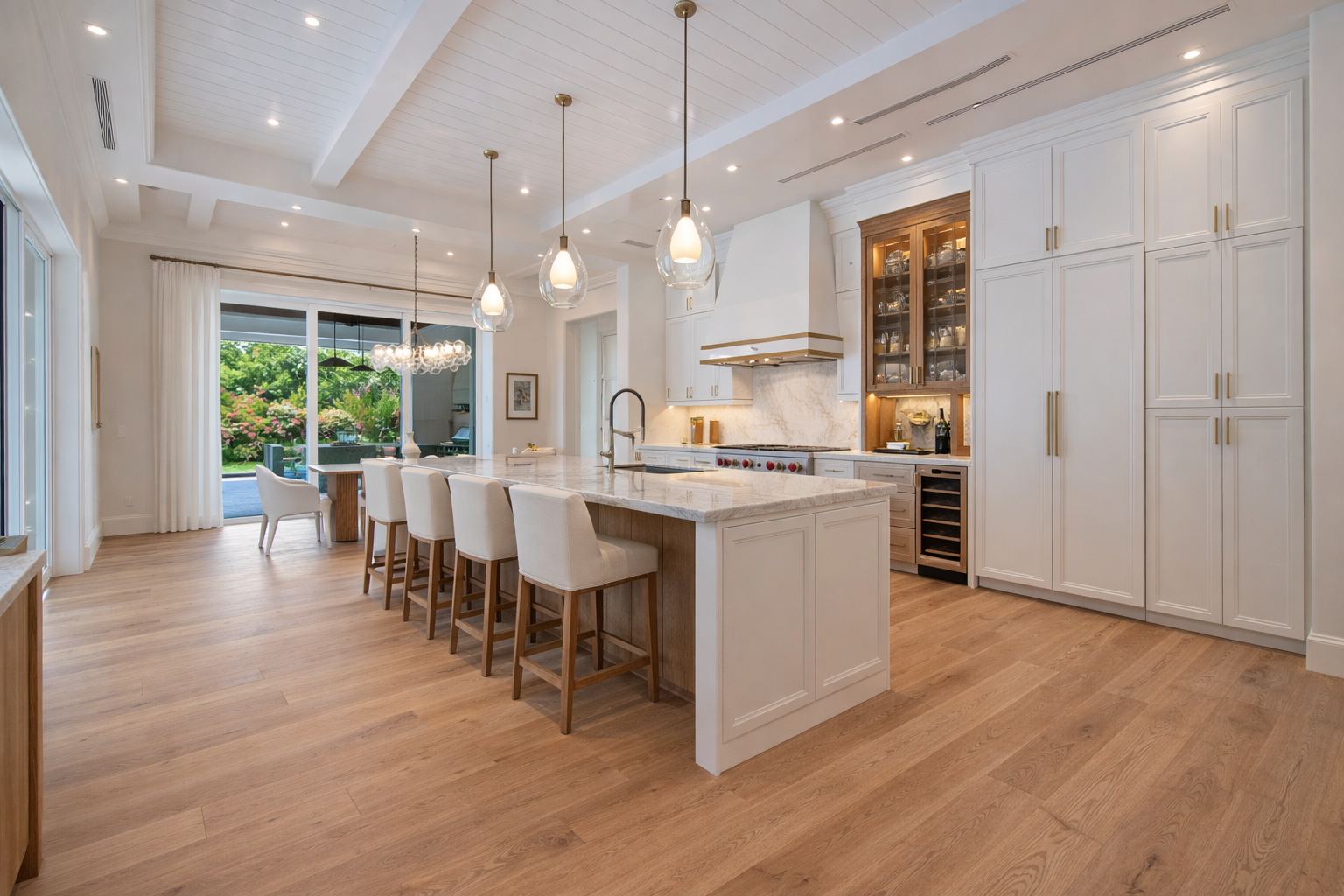 Kitchen interior with Tavolato Veneto wood flooring